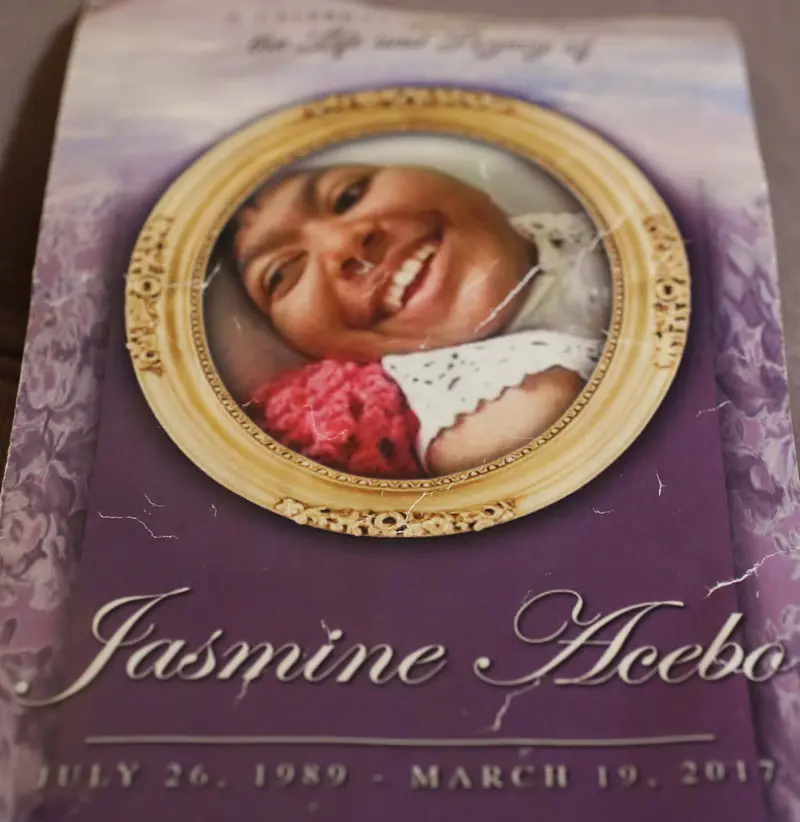 The program for Jasmine’s memorial service.